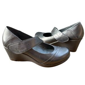 Dansko Ruby Black Leather Mary Jane's Wedge Heel 1601020200 Sz 41 US 10.5/11